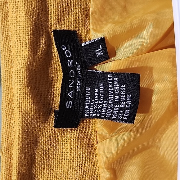 SANDRO Sportswear Yellow Safari Vest Jacket Multi Pocket Linen Cotton Sz XL - Picture 5 of 11